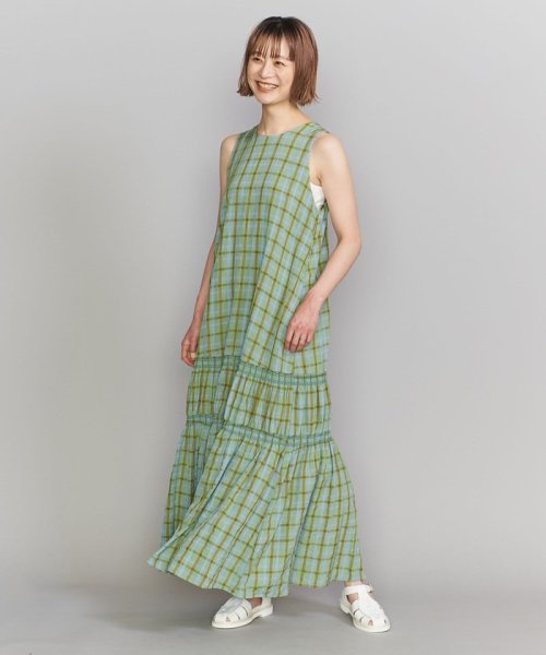 セール チェックノースリーブマキシワンピース ウォッシャブル ビューティアンドユース ユナイテッドアローズ Beauty Youth United Arrows Magaseek