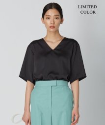 ICB（LARGE SIZE）(ICB（大きいサイズ）)/【WEB限定カラーあり・洗える】Calm Vネックブラウス/ブラック系［WEB限定］