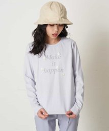 a.v.v(KID'S)(アー・ヴェ・ヴェキッズ)/[100－130]【キレイ長持ち】モチーフ付きロゴプリント長袖Tシャツ/ライトブルー