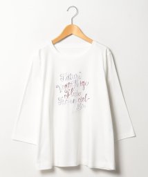 Leilian PLUS HOUSE(レリアンプラスハウス)/七分袖ロゴTシャツ/パープル系