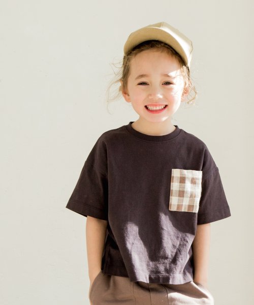 かぞくおそろい 異素材 ポケット チェック ストライプ ドット 花柄 ユニセックス 半袖 Tシャツ ペアマノン Pairmanon Magaseek