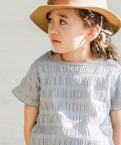 セール ママとおそろい シボ素材 半袖 Tシャツ ギンガムチェック リブ配色 メロー ペアマノン Pairmanon Magaseek