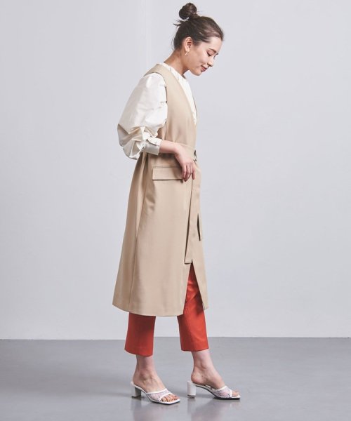 UNITED ARROWS＞R/PU Vノーカラー ロングベスト B(504514319 