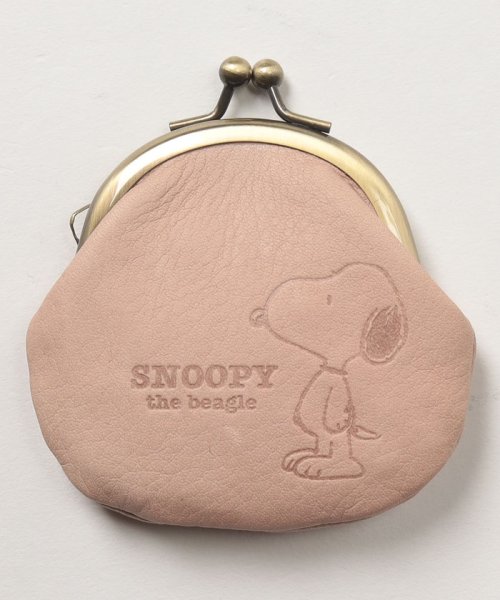SNOOPY Leather Collection(スヌーピー)/がま口　S/ピンク