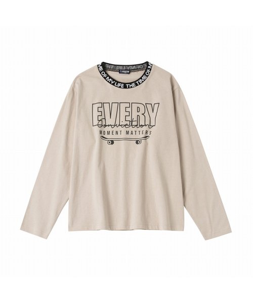 MAC HOUSE(kid's)(マックハウス（キッズ）)/T－GRAPHICS ティーグラフィックス ネックロゴロングスリーブTシャツ PMHTG22S03B/ベージュ