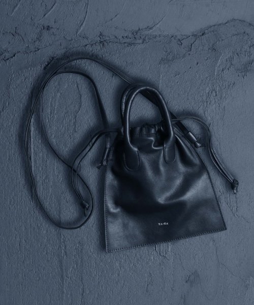 MAISON mou(メゾンムー)/【YArKA/ヤーカ】real leather drawstring shoulder bag [ddb]/リアルレザー巾着バッグ /ブラック