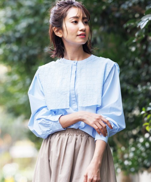 セール レースセーラーカラーシャツ レディース トップス レースセーラー襟 長袖 シャツ ブラウス ミリアンデニ Mili An Deni Magaseek