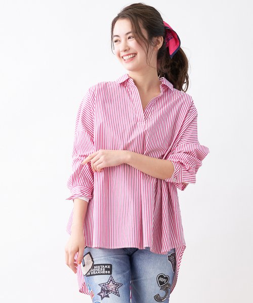 ストライプオーバーサイズシャツ キャラ オ クルス Cara O Cruz Magaseek