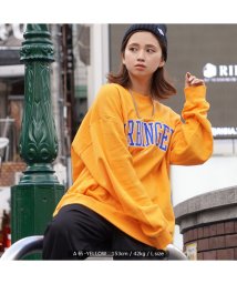 1111clothing(ワンフォークロージング)/オーバーサイズ スウェット メンズ ビッグシルエット トレーナー レディース ◆ネックレス付き アップリケ刺繍 ビッグスウェット◆ トップス 長袖 カレッジロゴ/イエロー