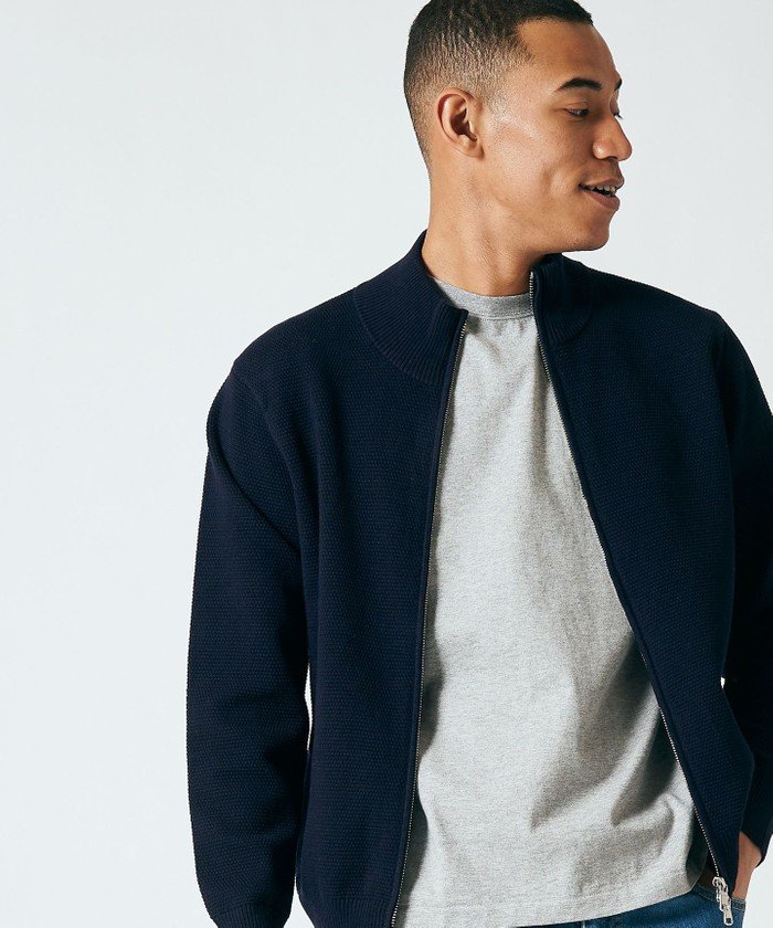 コットンカシミヤ フルジップカーディガン(504534028)｜HANKYU MEN