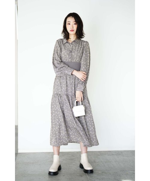 Lily Chic Lily Chic リブ切替ハイウエストシャツワンピース Magaseek