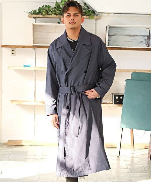 セール T Cツイルオーバーサイズトレンチコート トレンチコート メンズ ツイル オーバーサイズ コート ビター系 Bitter ラグスタイル Luxstyle Magaseek