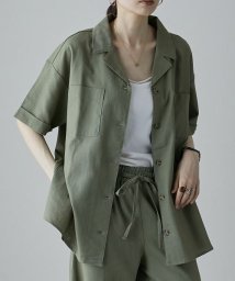 リネン オープンカラー シャツ トップス 開襟シャツ レディース 半袖 綿 麻 レーヨン コットン リネン セットアップ ビッグシルエット 羽織り 開襟 エトル Etoll Magaseek