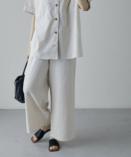 セール リネンワイドパンツ ボトムス パンツ レディース ロング ワイド パンツ 綿 麻 リネン セットアップ ロングパンツ 総ゴム ゆったり リラックス パンツ エトル Etoll Magaseek