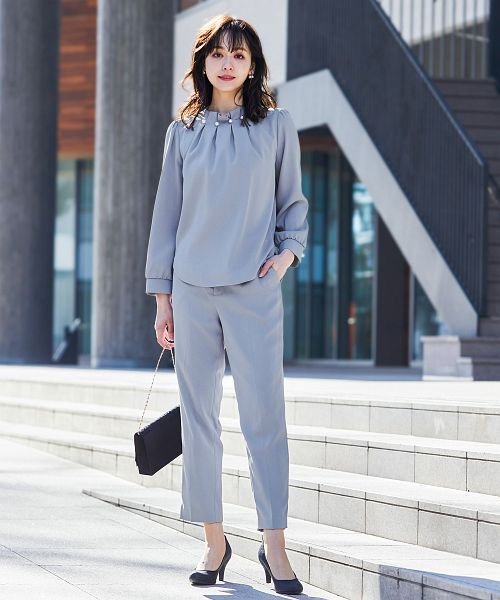 セレモニースーツ セットアップ レディース パール タック パンツ  