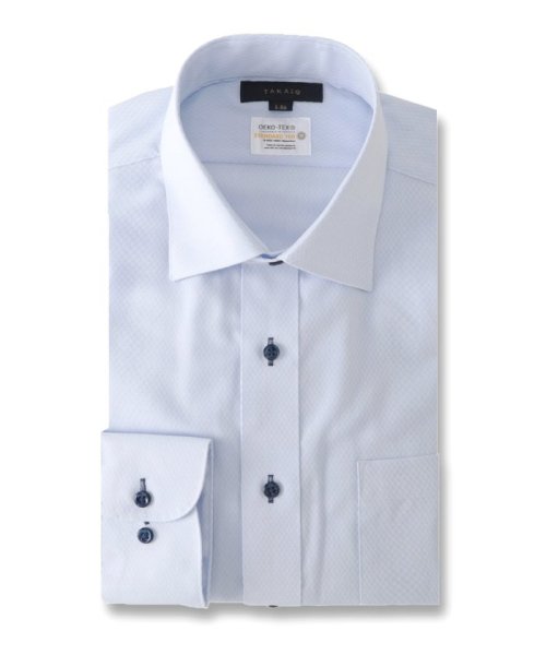 TAKA-Q(タカキュー)/形態安定 吸水速乾 スタンダードフィット ワイドカラー 長袖 シャツ メンズ ワイシャツ ビジネス yシャツ 速乾 ノーアイロン 形態安定/サックス
