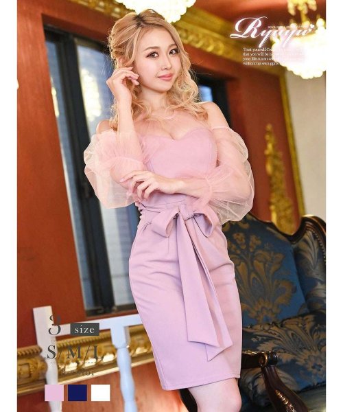 セール Ryuyu シースルー レース キャバドレス 肩出し ワンカラードレス リューユ Rew You Magaseek