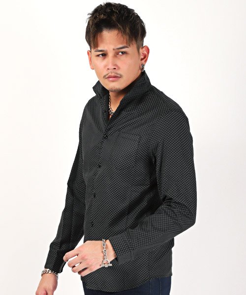 セール ブロックチェックイタリアンカラーシャツ イタリアンカラーシャツ メンズ 長袖シャツ ブロックチェック ラグスタイル Luxstyle Magaseek