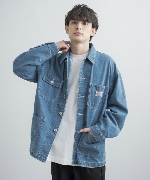 ロッキーモンロー Rocky Monroe カバーオール メンズ レディース デニムジャケット ライトアウター オーバーサイズ Laid Back ゆったり ルーズ リラックス ワイド カジュアル ワーク Magaseek