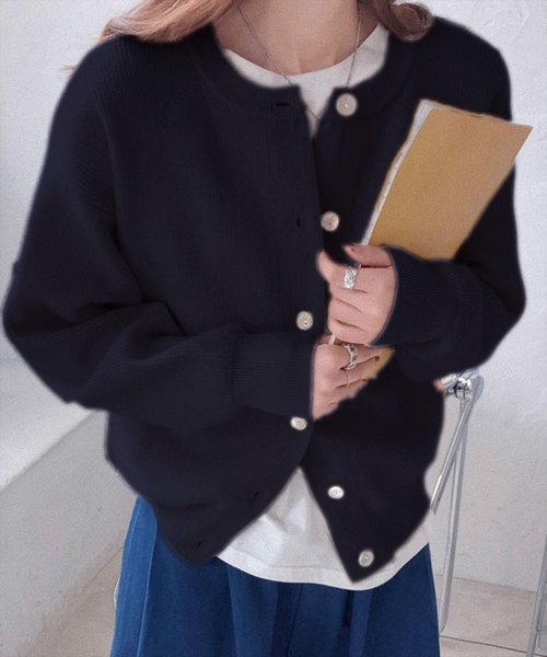 カーディガン レディース 秋 冬 羽織り リブニット おしゃれ かわいい  