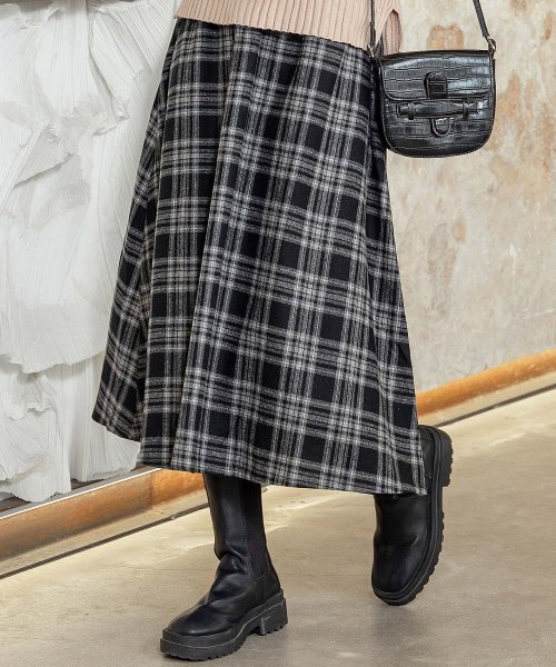 セール スカート ロング レディース 秋 冬 チェック Aライン フレアスカート ボトムス カジュアル ゆったり チェックスカート テディショップ Teddyshop Magaseek