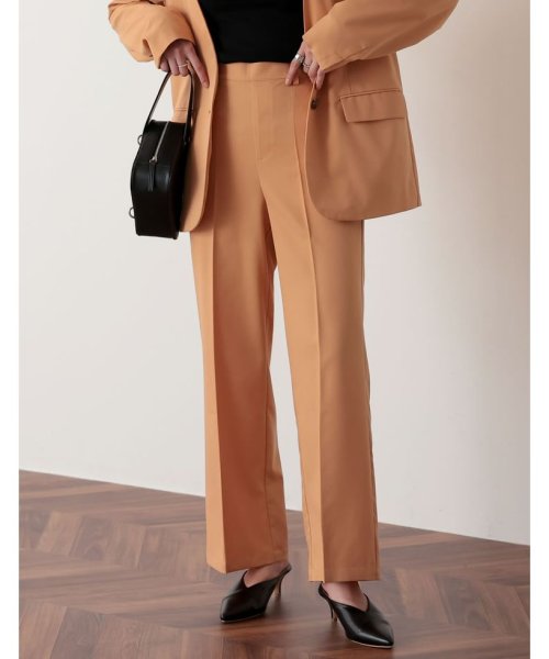 Re:EDIT(リエディ)/[低身長サイズ有]2WAYカラーツイル裾リボンセンタープレスパンツ/オレンジ