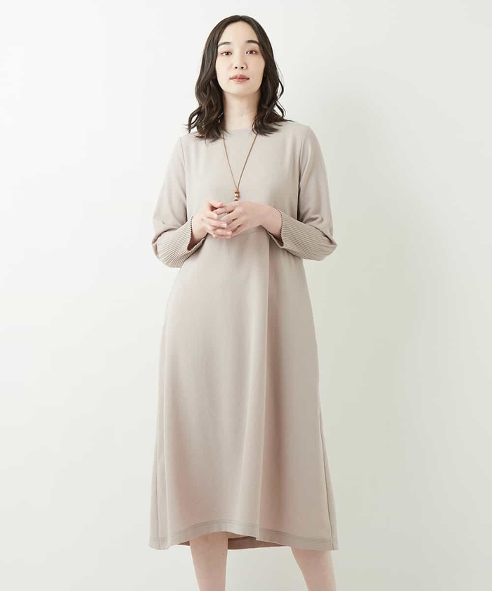 Ballsey(Ballsey) |ウールバックパールボタン フレアワンピース ...