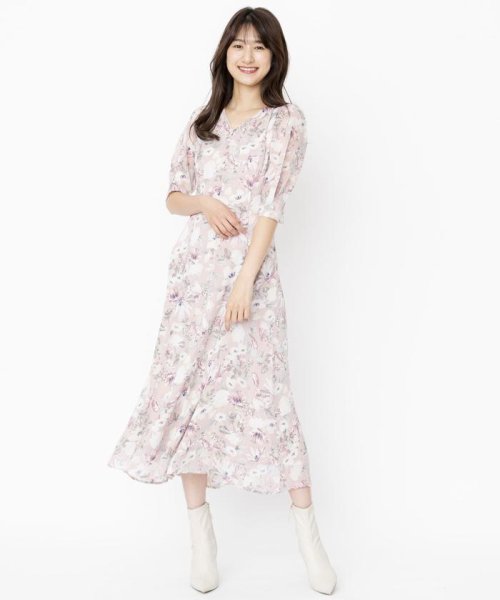 シアー水彩フラワープリンセスラインワンピース スウィングル Swingle Magaseek