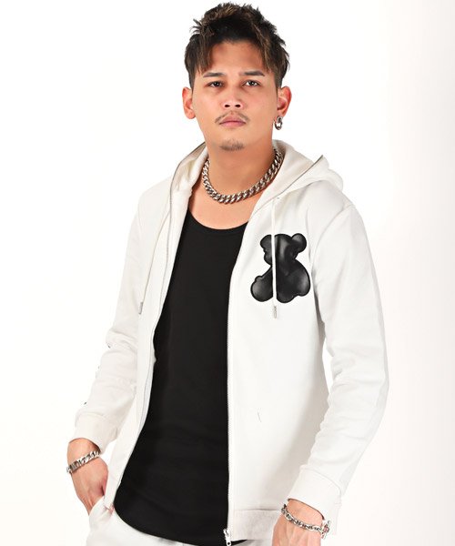 セール Rumsoda ラムソーダ レザーワッペン付きzipパーカー パーカー メンズ スウェット ジップアップ ワッペン クマ ラグスタイル Luxstyle Magaseek