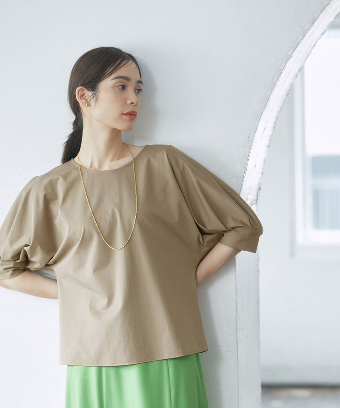 大特価!!】 Aラインカットソー(天竺)チェックフリル ブラウス