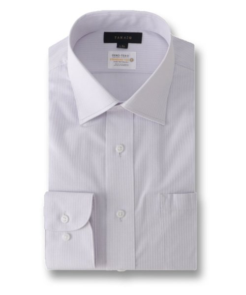 TAKA-Q(タカキュー)/形態安定 吸水速乾 スタンダードフィット ワイドカラー 長袖 シャツ メンズ ワイシャツ ビジネス yシャツ 速乾 ノーアイロン 形態安定/グレー