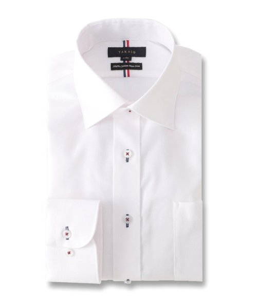 TAKA-Q(タカキュー)/綿100％ ノーアイロン スタンダードフィット ワイドカラー 長袖 シャツ メンズ ワイシャツ ビジネス yシャツ 速乾 ノーアイロン 形態安定/ホワイト