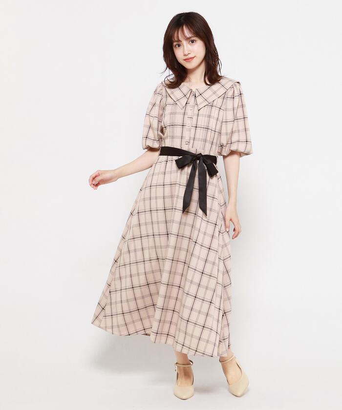セール 衿付きチェックワンピース 美人百花4月号掲載 ミッシュマッシュ Misch Masch Magaseek