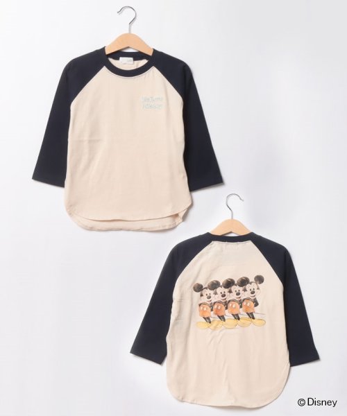 b-ROOM(ビールーム)/【DISNEY】MICKEYビッグラグランTシャツ/紺