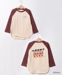 b-ROOM(ビールーム)/【DISNEY】MICKEYビッグラグランTシャツ/エンジ