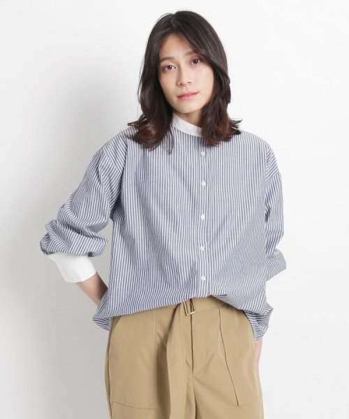 セール ストライプ切替クレリックシャツ グローブ Grove Magaseek