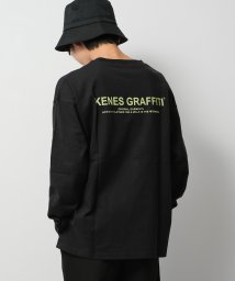 KENES GRAFFITI(ケネスグラフィティ)/ポケット付バックプリントロングTシャツ/ブラック