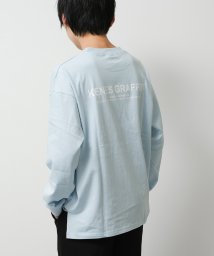 KENES GRAFFITI(ケネスグラフィティ)/ポケット付バックプリントロングTシャツ/サックス