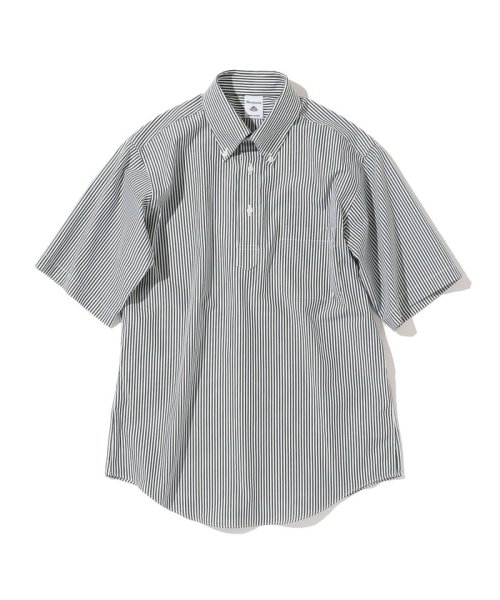 SHIPS MEN(シップス　メン)/Southwick: ストライプ プルオーバー ボタンダウンシャツ S/S/グリーン