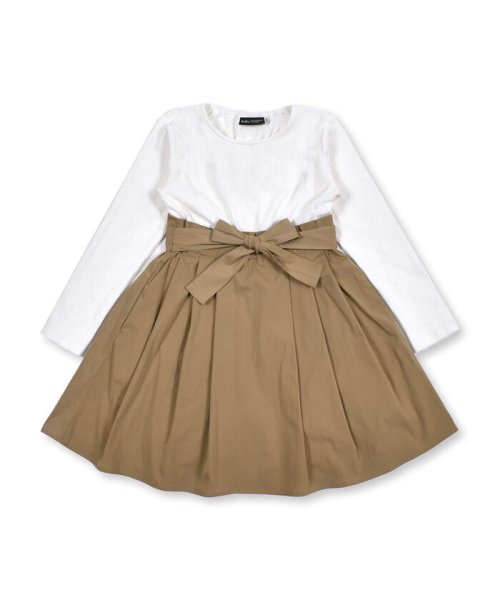 取り外し可能 リボン 付き レーシー フライス ドッキング ワンピース 90 ベベ Bebe Magaseek