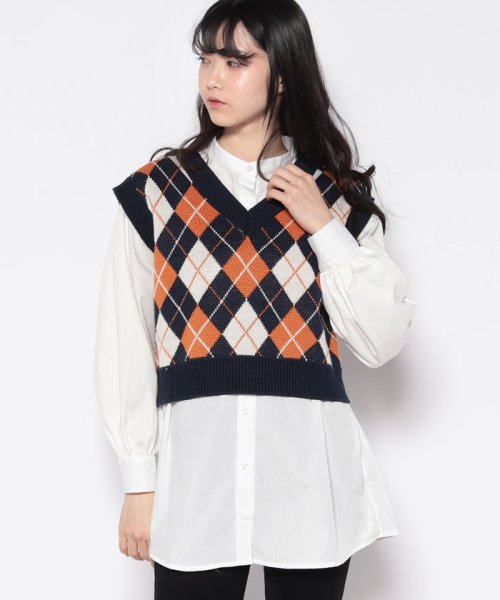 セール 7gアーガイル柄ニットベスト イング Ingni Magaseek