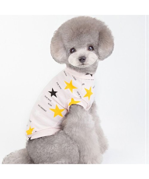 HAPPY DOG!!(はっぴーDOG！！)/犬 服 犬服 犬の服 カットソー Tシャツ 星柄 袖なし ドッグウェア 【春 夏 春夏 春服 おしゃれ 可愛い 女の子 男の子 トイプードル チワワ 洋服】/ライトピンク