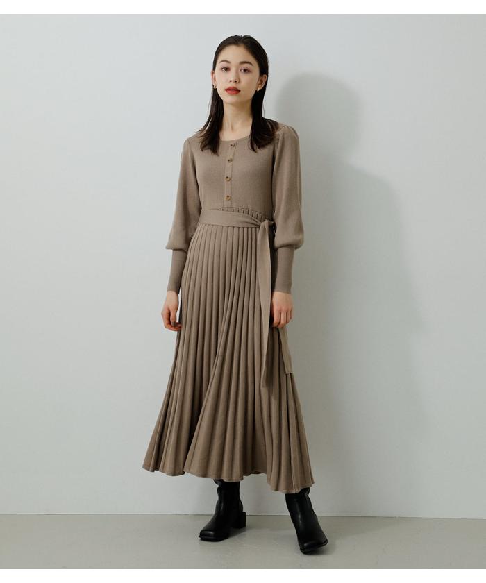 セール】PLEATS KNIT ONEPIECE(504544768 