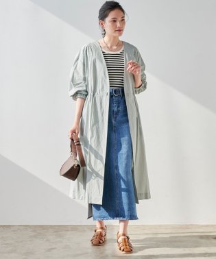 green label relaxing/【矢野未希子さん着用】 ギャザー ドロスト ガウン コート/504545141