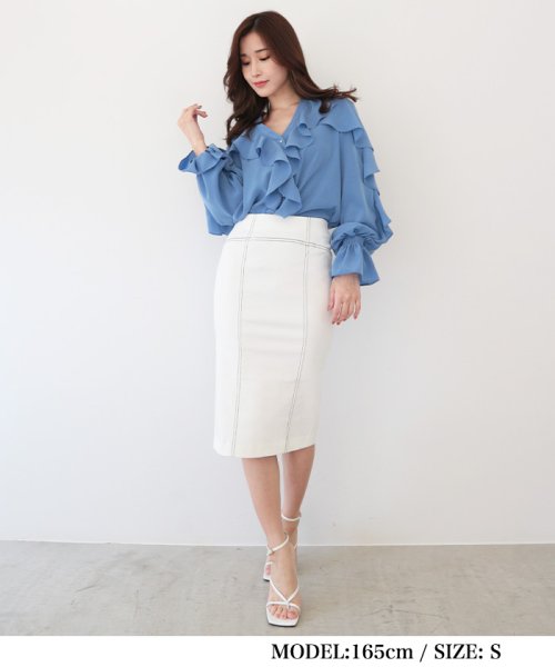 ステッチデザインストレッチデニムスカート アンビエント Ambient Magaseek