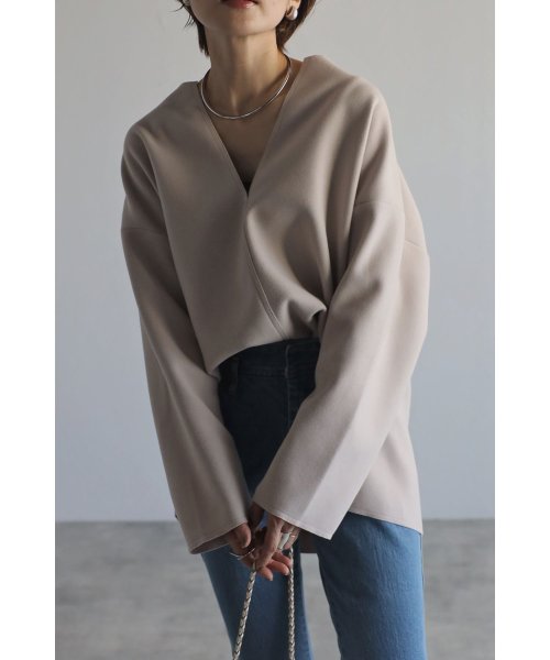 Bonjour Sagan(ボンジュールサガン)/【セットアップ対応商品】ジャージVネックプルオーバー/BEIGE