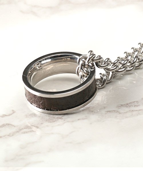 セール レザーリングネックレス ネックレス メンズ レディース チェーンネックレス リング レザー ラグスタイル Luxstyle Magaseek