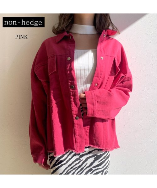 non-hedge(ノンヘッジ)/ツイルシャツジャケット/ピンク