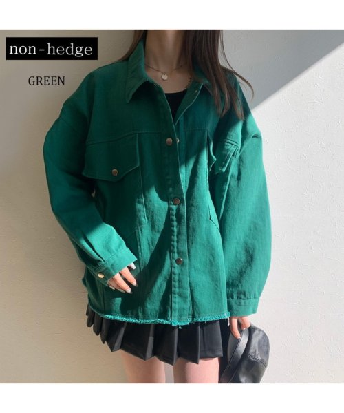 non-hedge(ノンヘッジ)/ツイルシャツジャケット/グリーン
