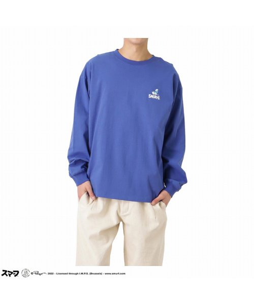 MAC HOUSE(men)(マックハウス（メンズ）)/Smurf スマーフ プリントロングスリーブTシャツ 2315024－Z/ブルー